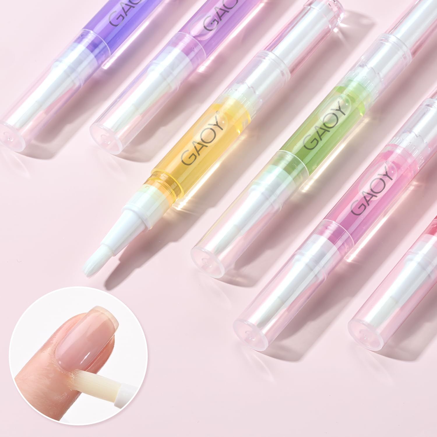 GAOY Cuticle Oil Pen Set, 6Pcs Manicure &amp; Pedicure Accessories with Vitamin E for Nourished and Revitalized Nails, Professional Nail Growth Treatment &amp; Repair Kit