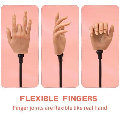 Veikmv Nail Silicone Practice Hand For Acrylic Nails Training Fake Hand Nail Art Practice Tools Hand Tattooed Nail Jewelry Showcase Supplies Manicure Beginners suits