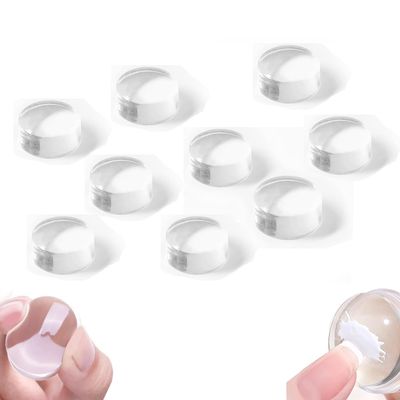 9 PCS 2.8CM Clear Jelly Silicone Nail Art Stamper Head Transparent Stamping Polish Transfer Templates Tools Manicure French Tip Tool Nail Stamp Silicone Head Kit (Only Stamper Head)