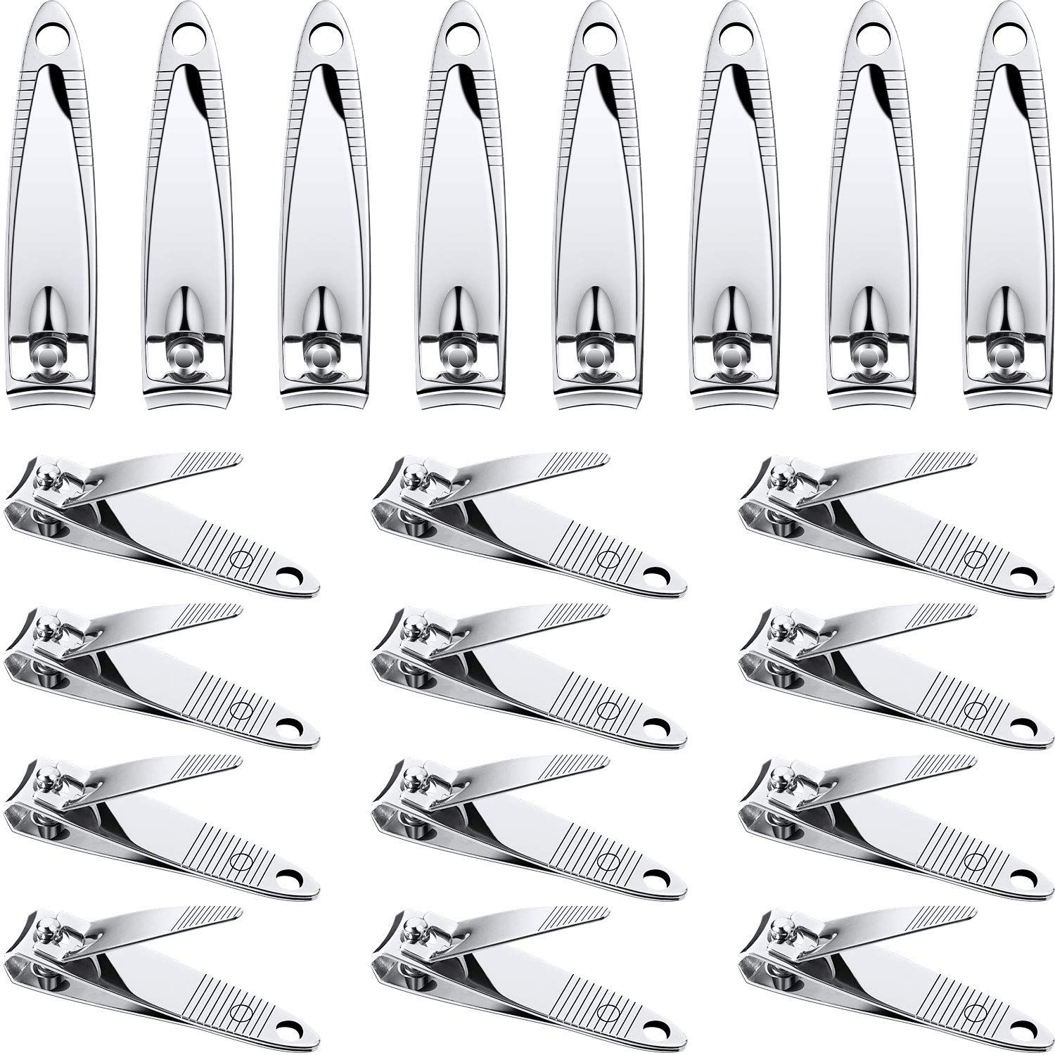 20 Pieces Stainless Steel Nail Clippers Set Fingernail and Toenail Clipper Portable Sturdy Nail Clippers for Men and Women