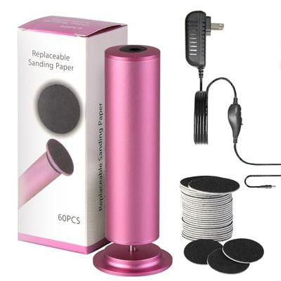 Dermave Electric Foot Callus Remover, Callus Remover for Feet, Foot File Grinder Tool with Speed Controller, Electric Callus Remover with 60pcs Replacement Sandpaper Disk for Women Men, Pink
