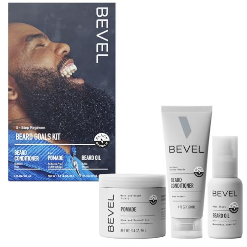 Bevel Mens Beard Grooming Kit - Includes Beard Conditioner, Beard Balm and Beard Oil to Soften, Hydrate and Strengthen Beard and Reduce Skin Irritation and Redness (Packaging May Vary)