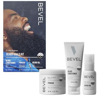 Bevel Mens Beard Grooming Kit - Includes Beard Conditioner, Beard Balm and Beard Oil to Soften, Hydrate and Strengthen Beard and Reduce Skin Irritation and Redness (Packaging May Vary)