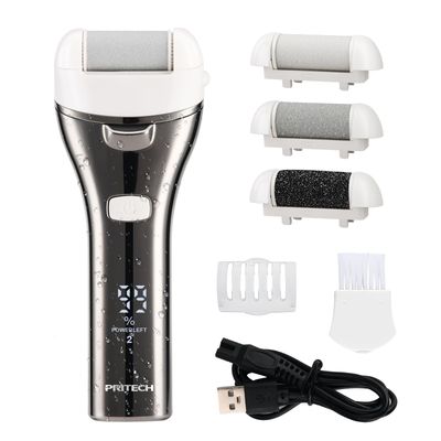 Electric Foot Callus Remover, Rechargeable Portable Electronic Foot File Pedicure Kits, 3 Roller Heads, 3 Speed, Battery Display for Remove Cracked Heels Calluses and Dead Skin Ideal Gift