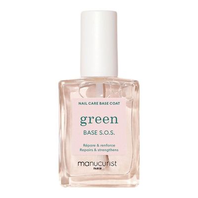 MANUCURIST - S.O.S. Base Coat - Enriched with Vitamins C and B5 - Nail Fortifier - Repairs and Strengthens - Care for Very Damaged Nails - Vegan, Up to 78 Plant-Based - 0.5 fl oz