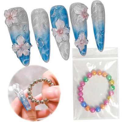 MOLILON 20Pcs Cat Eye Nail Magnet Beads Cat Eye Gel Nail Polish Magnet Wand Magnetic Nail Polish Cat Eye Magnet Nails Round Magnetic Beads Nail Design Tools Nail Art Accessories (Colorful)