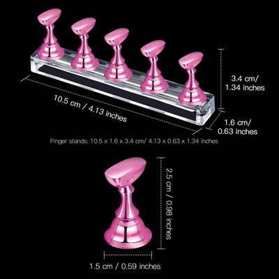 6 Sets Magnetic Nail Tip Display Holder Acrylic Display Stand Nail Tip Practice Art Training Stand for DIY Manicure Fingernail Salon(Gold, Silver, Light Pink, Black, White, Pink)