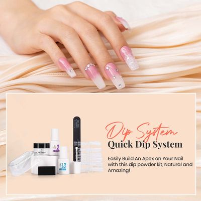Beetles Nail Dip Powder Kit for Building An Apex, Clear Dipping Powder with 2 in 1 Base Top Coat Activator Dip System Nail Extension Nail Repair French Manicure Dip Manis Nail Art Kit for Nail Starter