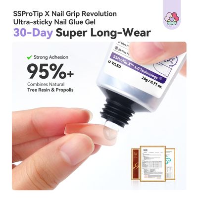 SAVILAND SSProX Solid Nail Glue Gel Kit 30-Day Long Wear: 20 ML Super Strong Nail G LUE for Press Ons with Portable Fast Curing U V Light Seamless Fitting Gels Glue Salon DIY Nail Art