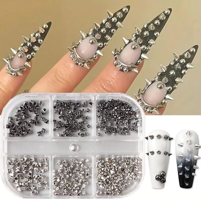 Shiny Alloy Nail Charms for Acrylic Nails Mini Nail Art Studs Black and Silver Mixed Nail Rhinestones Cute Nail Jewelry and Gems DIY Crafts Nail Art Charms for Women DIY Nail Decoration Accessories