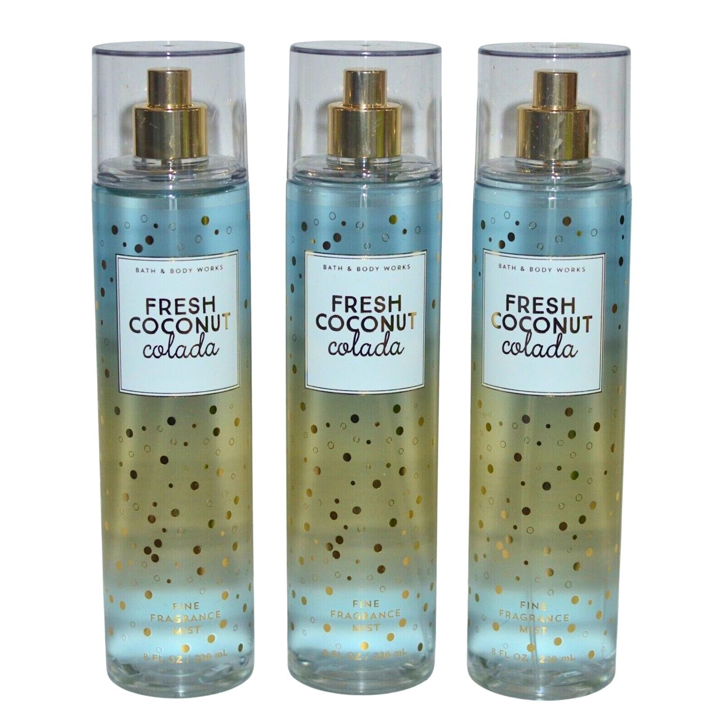 Bath &amp; Body Works Fragrance Mist 3-Pack 8oz Each (Fresh Coconut Colada)