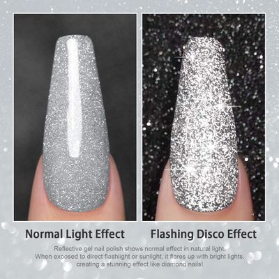 RARJSM Gel Polish Reflective Glitter, Flash Diamond Nail Gel Polish Soak off Disco Shimmer, UV LED Curing, 15ml for Home Salon DIY Nail Manicure