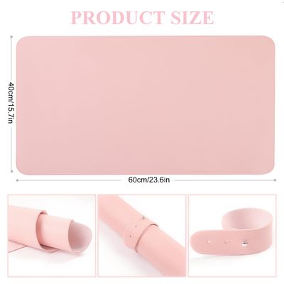 Nail Art Table Mat, (Mat Only) Foldable Nail Hand Rest Manicure Pad, Soft Microfiber PU Leather Nail Mat, Nail Arm Rest Pad for Acrylic Nails, Nail Table Pad Desk Mat for Nail Tech Salon Home, Pink