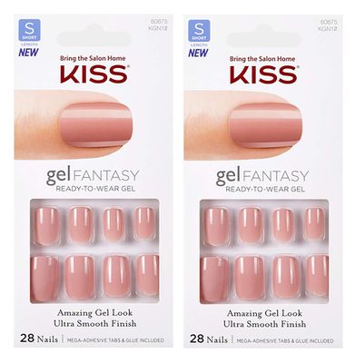 2-PACK Kiss GEL FANTASY KGN12 (RIBBONS) Short Design Nails w/Adhesive Tabs &amp; Glue