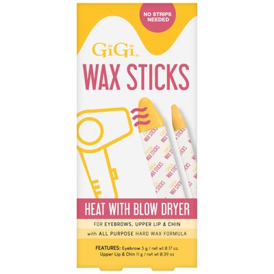 GiGi Wax Sticks for Hair Removal - Hard Wax Kit for Eyebrows, Upper Lip &amp; Chin - No Strip Waxing Sticks, Easy to Use, Heats with Blow Dryer