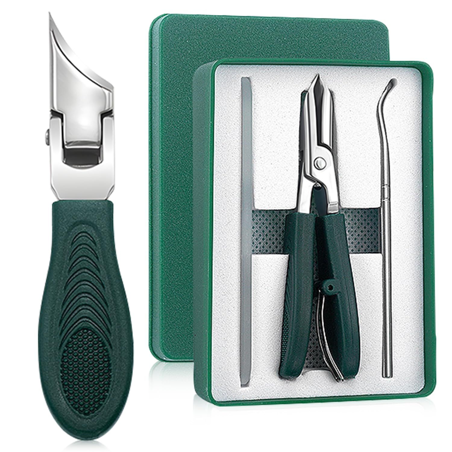 Eagle Beak Beveled Nails Clippers, 3-Piece Sets of Wide Jaw Opening Anti-Splash Slanted Nail Clipper, Oblique Ingrown Toenails Clipper, for Thick Nails and Ingrown Care