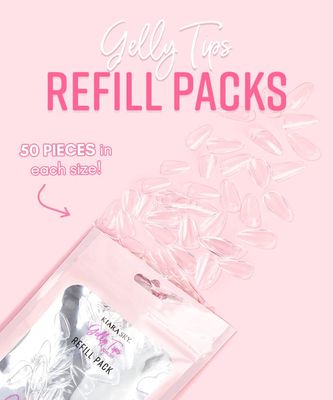 Kiara Sky Soak Off Gelly Tips Refill Pack, Coffin Shape, Long Length (Size 6, 7, 8, 9)