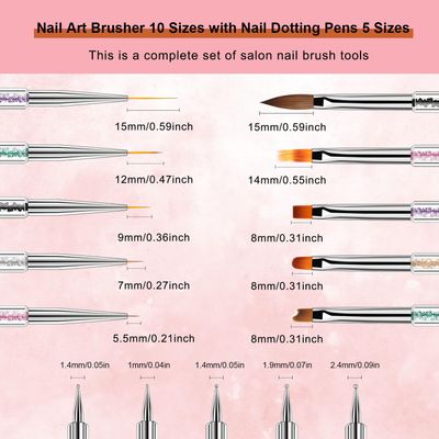 MUSILAN Nail Art Brushes Set,10pcs Nail Brushes for Nail Art with Nail Liner Brush and Nail Dotting Pens Professional Double-Ended Nail Art Brush Kit For Nail Drawing Nail Design Brush Gel Nail Brush