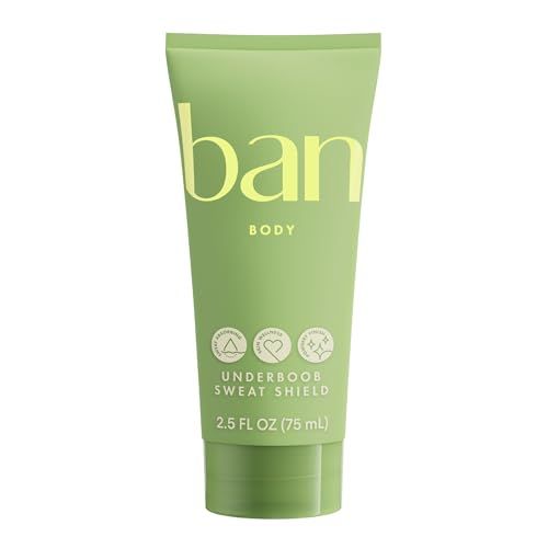 Ban Underboob Sweat Shield Stay Dry Lotion, Safe for Sensitive Skin, Free of Aluminum, Baking Soda &amp; Talc, Soothing Aloe &amp; Calendula, Unscented, 2.5 Oz