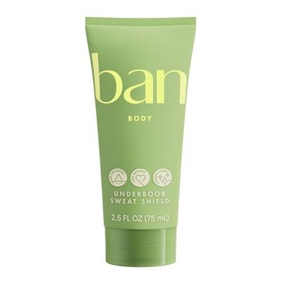 Ban Underboob Sweat Shield Stay Dry Lotion, Safe for Sensitive Skin, Free of Aluminum, Baking Soda &amp; Talc, Soothing Aloe &amp; Calendula, Unscented, 2.5 Oz