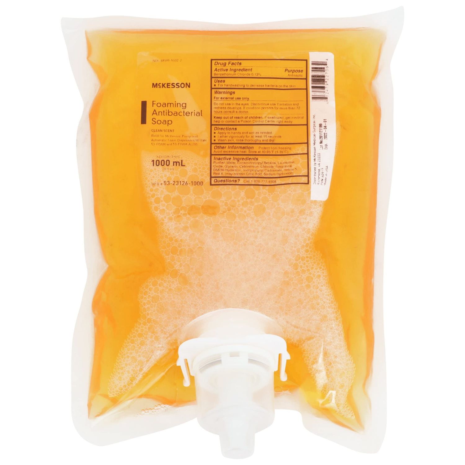 McKesson Foaming Hand Soap Refill, 1000 mL Pack of 1 Foaming Dispenser Refill, Clean Scent