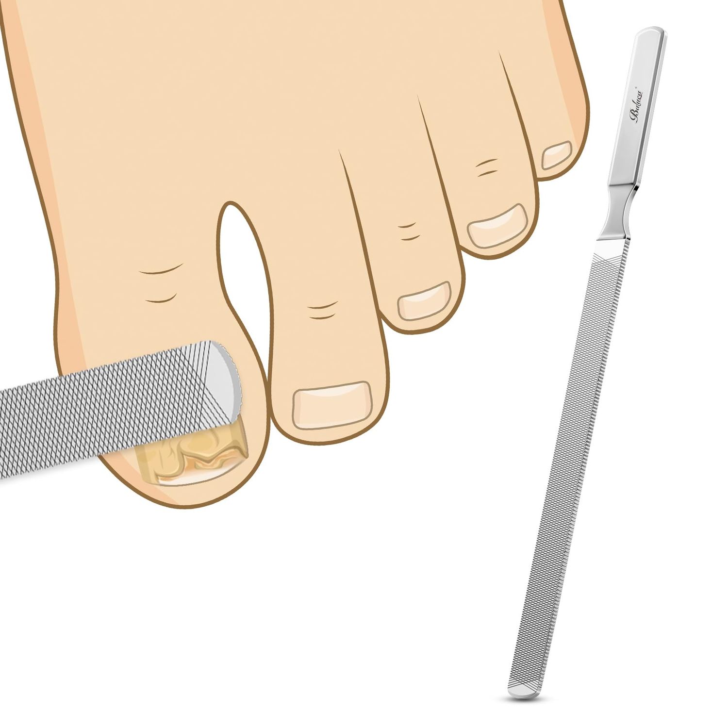 BALUCA Professional Stainless Steel Long Nail File for Thick Nails, Metal Fingernail Toenail File for Women, 4.72-Inch Filing Surface, Durable and Efficient Nail Care Tool - Silver