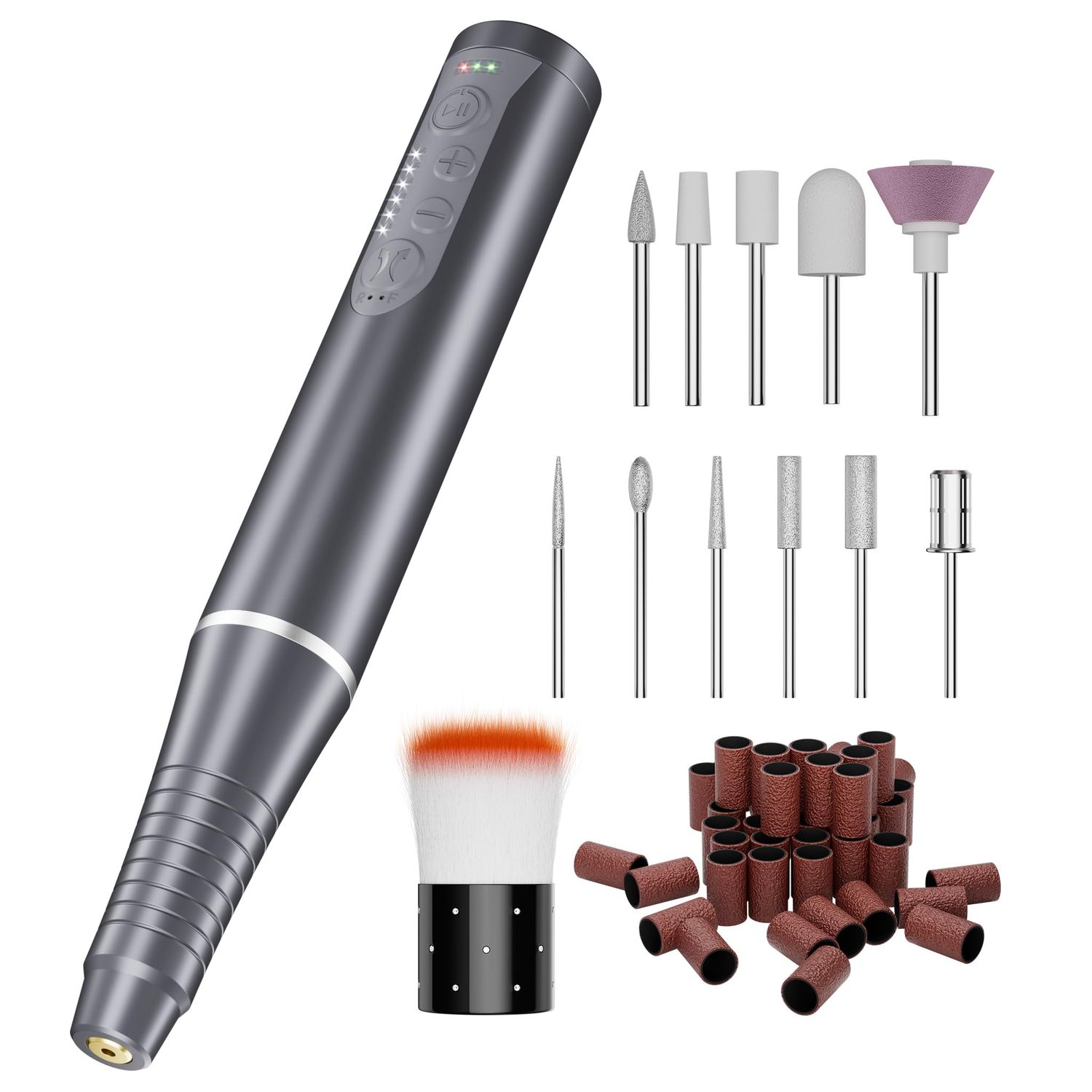 Gelpal Six-Speed Control Portable Nail Drill Compact Electric Nail Drill for Acrylic Nails, Professional 30000RPM Cordless Nail Drill Machine, Polishing&amp;Remoing Efile Nail File Kit.Salon Use,Gray