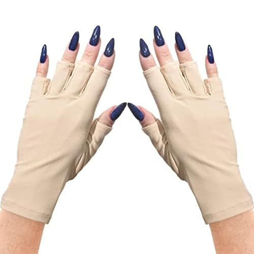 ManiGlovz - The Original UPF 50 UV Light Protective Nail Gloves | Gel Manicure Gloves and Anti UV Fingerless Gloves for Women | Can be Used as Sun Protection Gloves for Driving | Nude