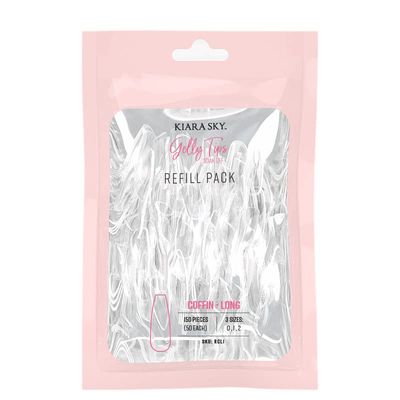 Kiara Sky Soak Off Gelly Tips Refill Pack, Coffin Shape, Long Length (Size 6, 7, 8, 9)