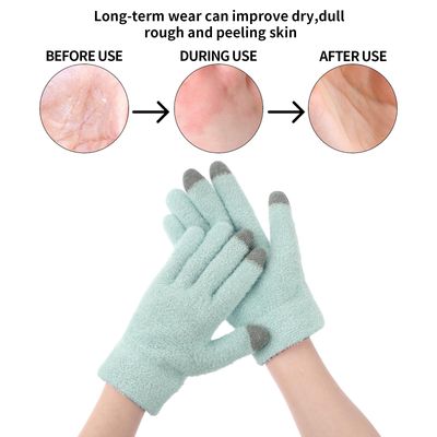 SPA Gloves for Dry Hands Overnight Moisturizing Gloves with Good Lining, Touch Screen Moisturizing Gloves for Women &amp; Men Reusable Cotton Gloves for Eczema for Sleeping (Green)