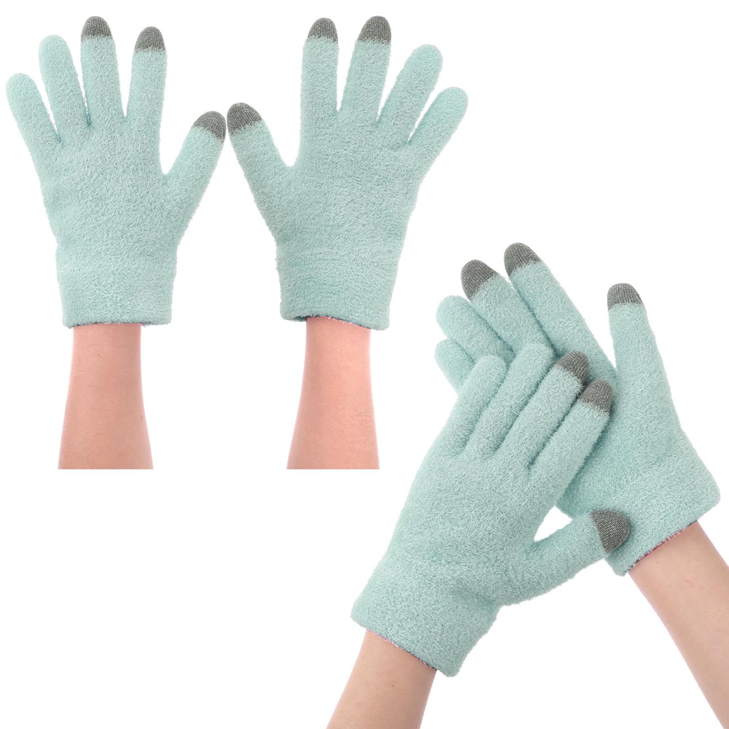SPA Gloves for Dry Hands Overnight Moisturizing Gloves with Good Lining, Touch Screen Moisturizing Gloves for Women &amp; Men Reusable Cotton Gloves for Eczema for Sleeping (Green)