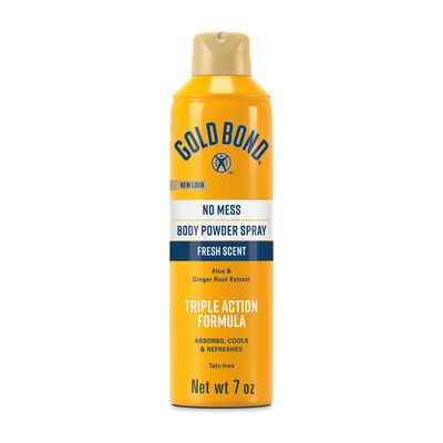 Gold Bond No Mess Talc-Free Body Powder Spray, 7 oz., Fresh Scent, with a Triple Action Formula