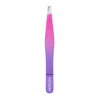 Revlon Diamond Collection Slanted Tip Tweezers, Ultra-Sharp for Precision Eyebrow Shaping and Facial Hair Removal, Made with Stainless Steel, Pink &amp; Purple, 1 Count