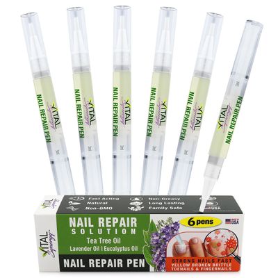 Vital Synergy Natural Tea Tree Oil Toenail Nail Repair Solution - Nail Treatment for Toenail &amp; Fingernail Nail Repair - Athletes Foot Treatment - Extra Strength Damaged Nails Toe Nail Growth Treatment