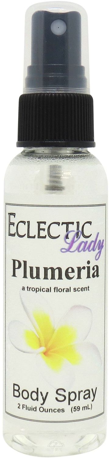 Eclectic Lady Plumeria Body Spray, 2 ounces, Body Mist for Women with Clean, Light &amp; Gentle Fragrance, Cologne with Soft, Subtle Aroma For Daily Use