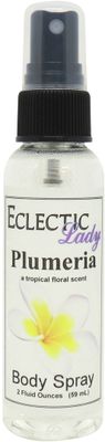 Eclectic Lady Plumeria Body Spray, 2 ounces, Body Mist for Women with Clean, Light &amp; Gentle Fragrance, Cologne with Soft, Subtle Aroma For Daily Use