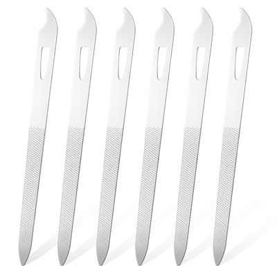 ZEYIYER 6 PCS Metal Fingernail File, Stainless Nail Cleaner, Metal Nail Files for Women, Thin Double Sided Nail File with Fingernail Cleaner Tips for Natural Nails