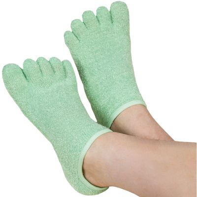 LE EMILIE Moisturizing Gel Heel Socks | Perfect for Healing Dry Cracked Heels and Feet | Infused with Aromatherapy Blend of Lavender and Jojoba Oil | 1 Pair, Green