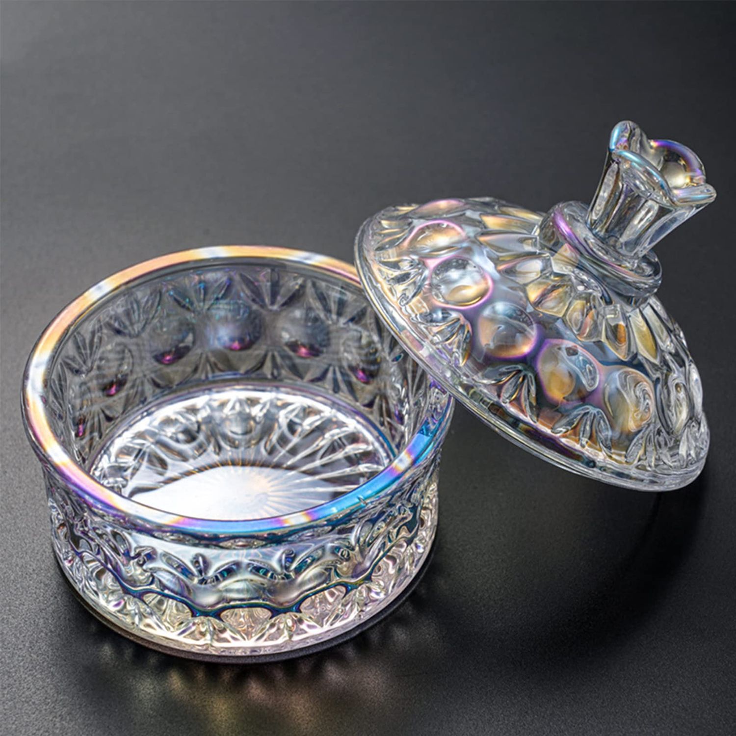 BQAN 100ml Large Nail Dappen Dish, Dazzling Crystal Dappen Dish with Lid, Damping Dish for Nails Holding Acrylic Liquid Acrylic Powder Nail Decor, Dappen Monomer Holder Dish (Laser Color)