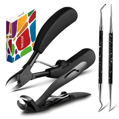 BEZOX Toenail Clippers Kit for Seniors - The Ultimate Solution for Thick &amp; Ingrown Toenails with Curved Head Toe Nails Clippers, Long Handle Toenails Clippers Thick Nails, Nail File &amp; Toenail Lifter