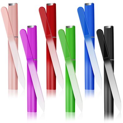 NICEMOVIC 6 Pack Glass Nail File with Case, Stocking Stuffers for Women Adults Unique Christmas Gifts White Elephant Gift, Crystal Nail Files Set, Double Sided Fingernail Buffer, 6 Color Gradient