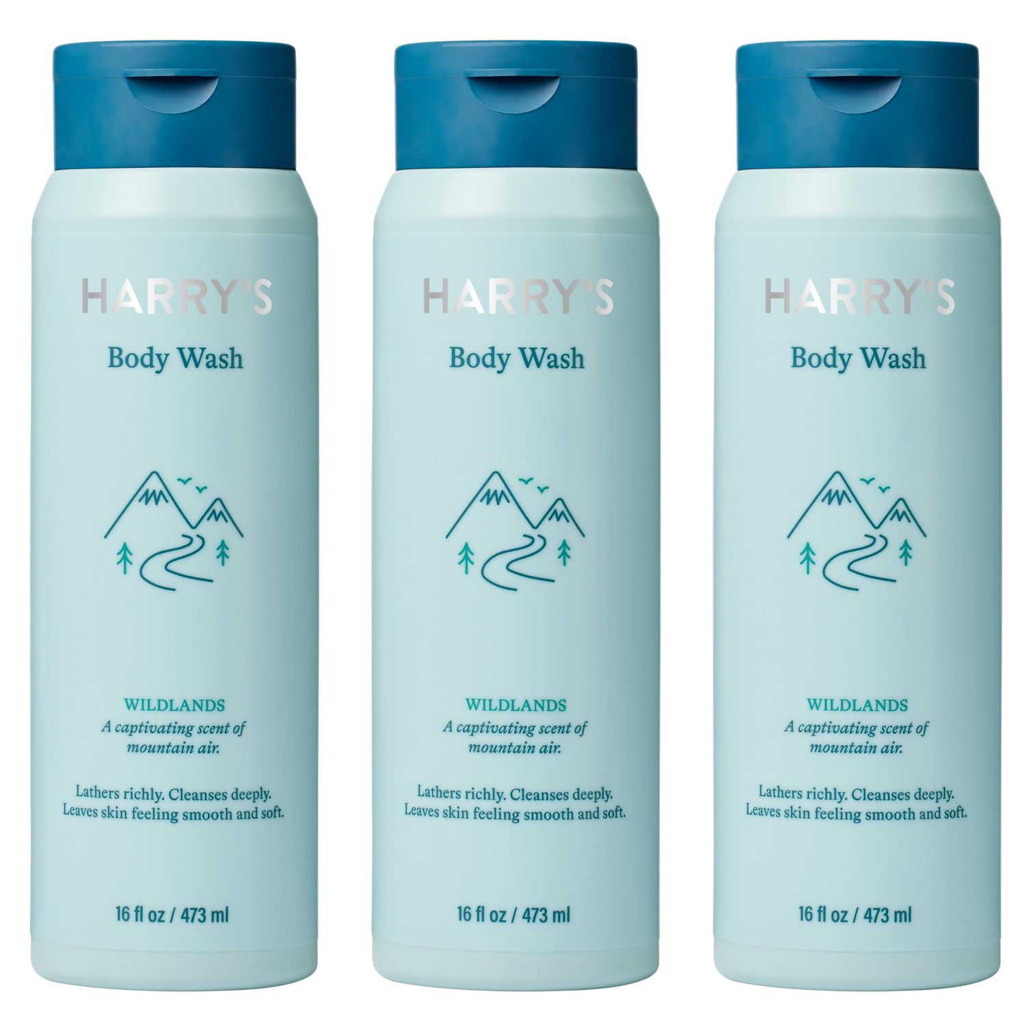 Harrys Mens Body Wash Shower Gel - Wildlands, 16 Fl Oz (Pack of 3)