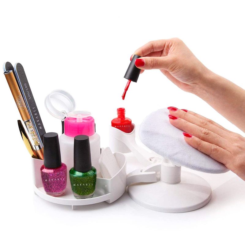 Makartt Nail Stand Hand Rest for Nails, Manicure Supplies with Multi Angle &amp; Polish Trays, Foot Station Supply for Salon Home DIY