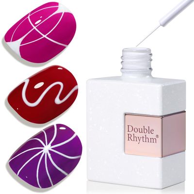 Double Rhythm 15 Ml Metallic Gel Liner Nail Art Gel Bronze Mirror Chrome Painted Drawing Stripper 3D Effect Gel Polish (Liner Art Gel-White)