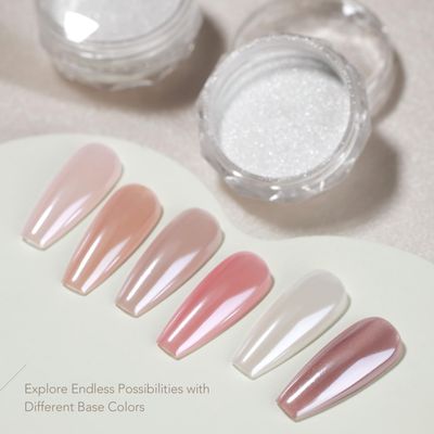GAOY White Pearl Chrome Nail Powder, Mirror Effect Shimmer Glitter Pigment Mermaid Aurora Nail Art Decorations, Lustrous White