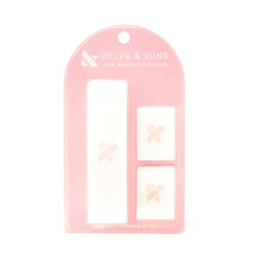 Olive &amp; June Buffer Pack | 1 Full-Size 2 Mini Nail Buffers for Manicures and Pedicures | Gentle Multi-Grit Buffers for Cuticles, Smoothing &amp; Nail Prep | Salon-Quality Nail Tools for At-Home Use