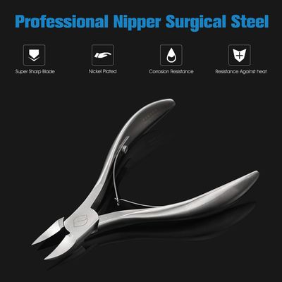 FERYES Toenail Clippers for Thick, Ingrown Toenails - Large Handle Toenail Cutters, Ingrown Tools 4R14 Stainless Steel Nail Clippers - Silver