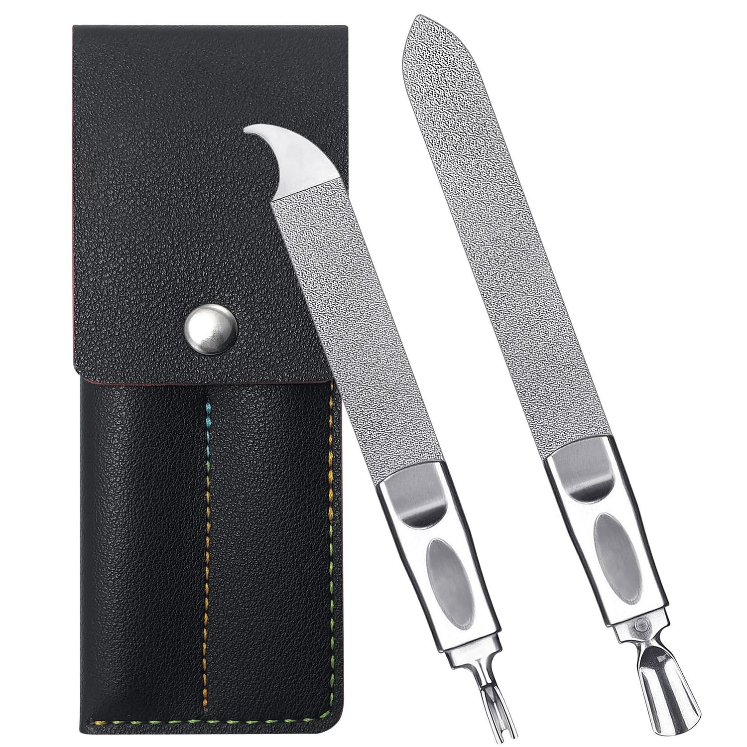 VOGARB Toe Nail Files for Thick Nails, Professional Metal Nail File for Men Women Fingernail and Thick Toenails, Double-Ended and Double-Sided Stainless Steel, 2pcs Set