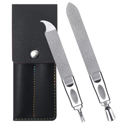 VOGARB Toe Nail Files for Thick Nails, Professional Metal Nail File for Men Women Fingernail and Thick Toenails, Double-Ended and Double-Sided Stainless Steel, 2pcs Set
