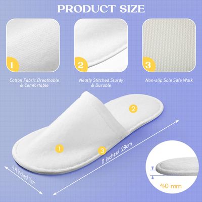 JaGely 120 Pairs Bulk Disposable Slippers Non Slip Hotel Spa Slippers Fluffy Closed Toe for Home Indoor Wedding Travel Party Guests Men Women(White)